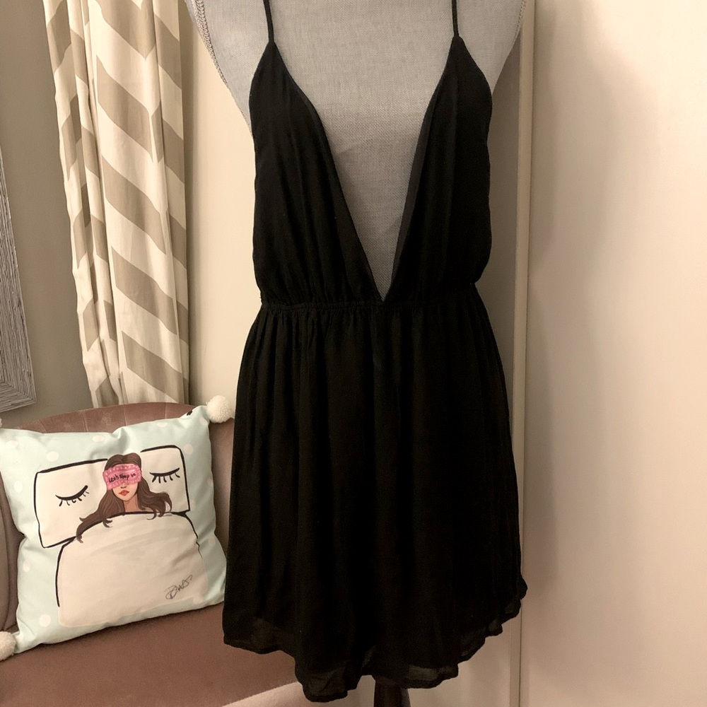 NWT Deep V open back Little Black Dress LBD